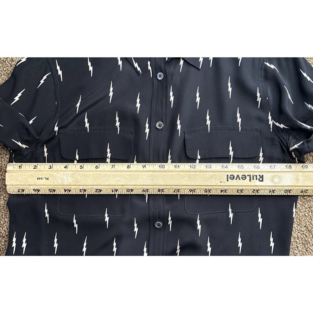 Equipment X Kate Moss Signature Silk Blouse S Black Lightening Bolt Print Shirt - Picture 5 of 7